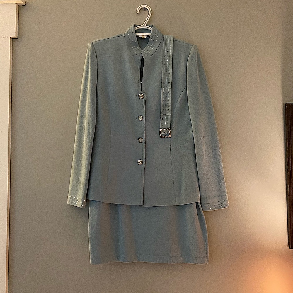 St. John Knit Skirt Suit with Belt